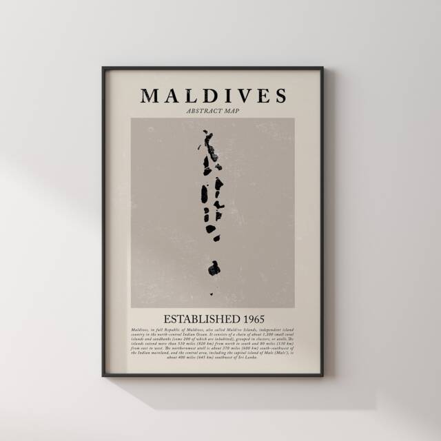 Maldives Map Vintage Abstract Wall Art Print Picasso + Matisse Inspired Travel Poster - image 1