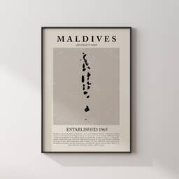 Maldives Map Vintage Abstract Wall Art Print Picasso + Matisse Inspired Travel Poster - thumbnail 1