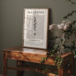 Maldives Map Vintage Abstract Wall Art Print Picasso + Matisse Inspired Travel Poster - thumbnail 2