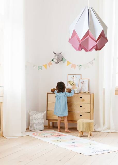 Last Items - Xl White & Pink Paper Origami Lamp - image 1
