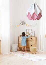 Last Items - Xl White & Pink Paper Origami Lamp - thumbnail 1