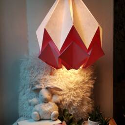Last Items - Xl White & Pink Paper Origami Lamp - thumbnail 3
