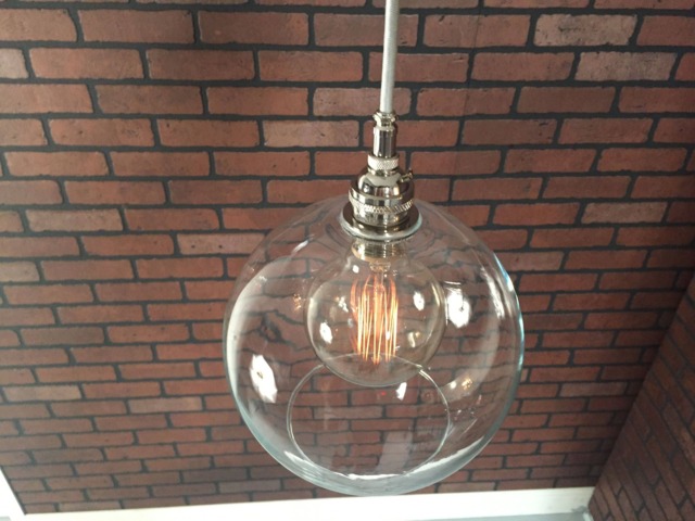 "Industrial Pendant -Chrome 8"" Clear Glass Open Globe Shade With Patented ""Huila" - image 1