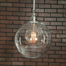 "Industrial Pendant -Chrome 8"" Clear Glass Open Globe Shade With Patented ""Huila" - thumbnail 2