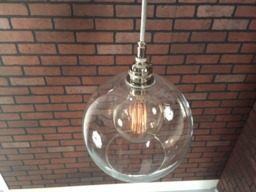 "Industrial Pendant -Chrome 8"" Clear Glass Open Globe Shade With Patented ""Huila"