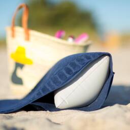 Sandori Beachrelaxer?? Beach Towel, Sheet, Bath Towel With A Removable Pillow - Dark Blue/Navy 100% Cotton Velour - thumbnail 2