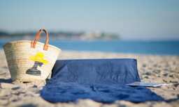 Sandori Beachrelaxer?? Beach Towel, Sheet, Bath Towel With A Removable Pillow - Dark Blue/Navy 100% Cotton Velour - thumbnail 1