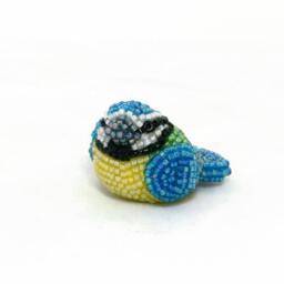 Blue Tit Beaded Miniature Bird Figurine - thumbnail 3