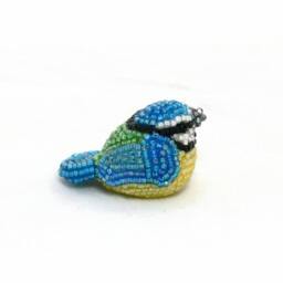 Blue Tit Beaded Miniature Bird Figurine - thumbnail 2
