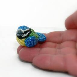 Blue Tit Beaded Miniature Bird Figurine - thumbnail 4