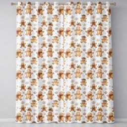 Cute Gingerbread Cookies With Scarves & Snowflakes Seamless Pattern Readymade Eyelet Ring Top Thermal 100% Blackout Curtains - thumbnail 2