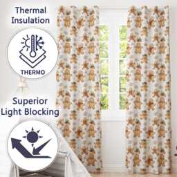 Cute Gingerbread Cookies With Scarves & Snowflakes Seamless Pattern Readymade Eyelet Ring Top Thermal 100% Blackout Curtains - thumbnail 3