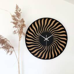 Wood & Felt Clock - Modern Unique Wall Decor, Round Black Large Farmhouse Style Oversized Clock, First Home Gift - thumbnail 3