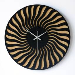 Wood & Felt Clock - Modern Unique Wall Decor, Round Black Large Farmhouse Style Oversized Clock, First Home Gift - thumbnail 2