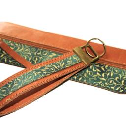 Brown Gold Pencil Case Leather & Fabric Elegant Brown Gold Leather & Fabric Pencil Case - thumbnail 3