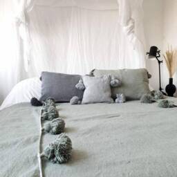 Moroccan Blanket, Pom Blankets Bed Spread Moroccan Throw Blanket Cotton Bedding Berber Decor - thumbnail 4