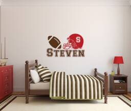 Personalized Football Wall Decal Sports Nursery Decor Ww200 - thumbnail 1