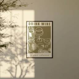 Drink Wine Eat Cheese, Cheese & Wine, Snacks, Bottle Of Kitchen Art, Wall Art - thumbnail 2