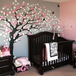 Cherry Blossom Tree Wall Decal Nursery Decor, Birds