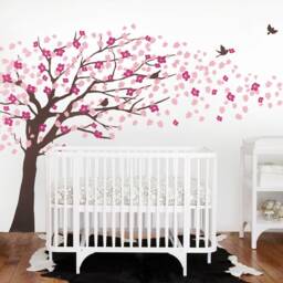 Cherry Blossom Tree Wall Decal Nursery Decor, Birds - thumbnail 3
