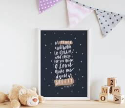 Psalm 48 Print, Bedtime Hand-Lettered Christian Family Wall Art Faith Print Religious Gift, For Nursery, Gift Ideas - thumbnail 1
