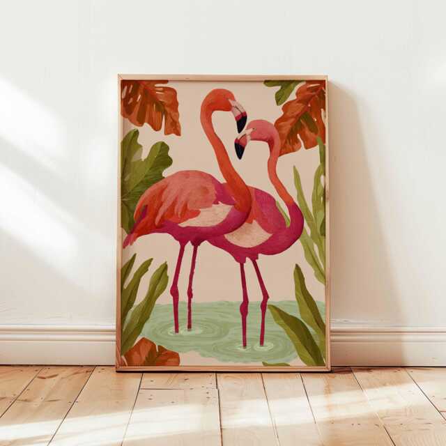 Flamingo Poster, Pink Wall Art, Tropical Bird Print, Animal Posters For Bedroom, Modern Prints, Nature Art Decor Gift - image 1