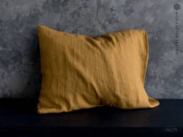 Cinnamon Linen Pillow Case - Washed Mustard Brown Pillow - Honey Standard, Queen, King Sizes