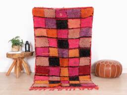 Red Boujaad Rug, Moroccan Rug 4x6 Ft, Authentic Handmade Berber Carpet, Genuine Wool Rug, Area Tapis Berbere, Teppich - thumbnail 1