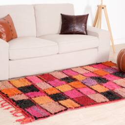Red Boujaad Rug, Moroccan Rug 4x6 Ft, Authentic Handmade Berber Carpet, Genuine Wool Rug, Area Tapis Berbere, Teppich - thumbnail 3