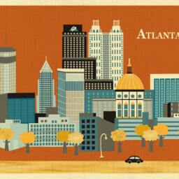 Atlanta Skyline Art Print, Map, Wall Art, Nursery Print, Peach Gift, Loose Petals City Style E8-O-At - thumbnail 2