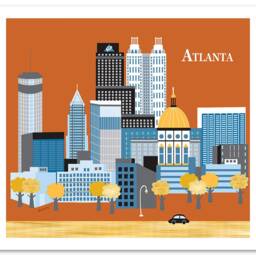Atlanta Skyline Art Print, Map, Wall Art, Nursery Print, Peach Gift, Loose Petals City Style E8-O-At - thumbnail 3