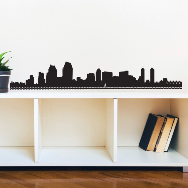 San Diego Skyline Silhouette - Wall Decal Custom Vinyl Art Stickers - image 1
