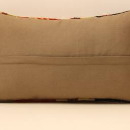 Vintage Turkish Kilim Lumbar Pillow Cover, 12x20 Wool Cushion - thumbnail 4