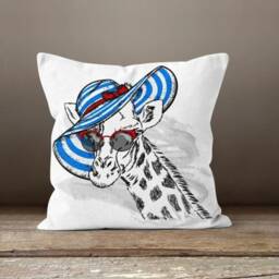 Giraffe Cushion Cover/Giraffe With Sunglasses Pillow Case/Giraffe Sofa Seat Case/Garden Patio Home Textile Throw Cover - thumbnail 3