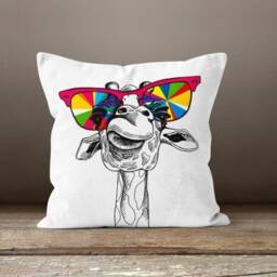 Giraffe Cushion Cover/Giraffe With Sunglasses Pillow Case/Giraffe Sofa Seat Case/Garden Patio Home Textile Throw Cover - thumbnail 2