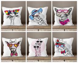 Giraffe Cushion Cover/Giraffe With Sunglasses Pillow Case/Giraffe Sofa Seat Case/Garden Patio Home Textile Throw Cover - thumbnail 1