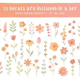 Wildflower Wall Decals - Nursery Decor, Watercolor Floral Art, Daisy Decal, Reusable & Removable Flower Stickers - thumbnail 2
