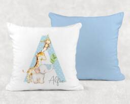 Personalised Velvet Initial Cushion, Jungle Nursery Decor, Kids Gift, 3 Colours - thumbnail 1
