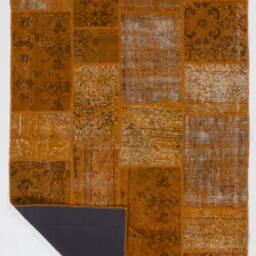 Orange Handmade Turkish Patchwork Rug - thumbnail 2