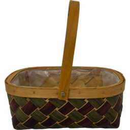 Green & Burgundy Lined Trug Basket With Handle H28 X L21 - Plant/Gift Hamper Crafts - thumbnail 2