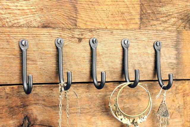 Hand Forged Iron Key Hook - Round Rustic Wall Mount - image 1