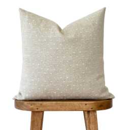Neutral Polka Dot Linen Pillow Cover - Oatmeal Beige Decorative Cushion Farmhouse Minimalist Throw Textured Roman - thumbnail 3