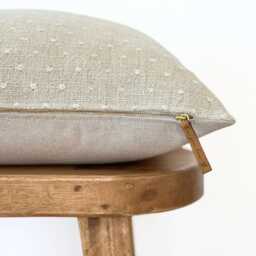 Neutral Polka Dot Linen Pillow Cover - Oatmeal Beige Decorative Cushion Farmhouse Minimalist Throw Textured Roman - thumbnail 2