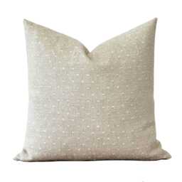 Neutral Polka Dot Linen Pillow Cover - Oatmeal Beige Decorative Cushion Farmhouse Minimalist Throw Textured Roman - thumbnail 1