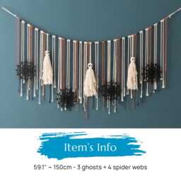Spooky Halloween Macrame Garland - Ghost & Spider Web Wall Accent For Fall Decor U14 - thumbnail 3