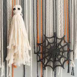 Spooky Halloween Macrame Garland - Ghost & Spider Web Wall Accent For Fall Decor U14 - thumbnail 4