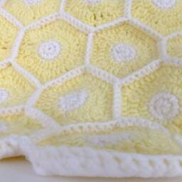 Crocheted Honeycomb Baby Blanket Fleece Lined, Hexagon Bee Farmer Gift, For Babies, Keeper Blanket, Shower Gift - thumbnail 3