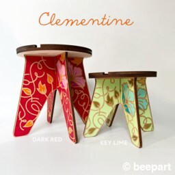 Wood Indoor Plant Stand With Floral Pattern Design Wooden Riser Clementine - thumbnail 2