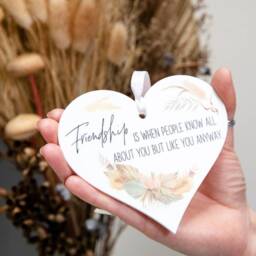 Pampas & Dried Foliage Friendship Heart Wall Hanging - Keepsake Decoration Gift For Friends - thumbnail 1