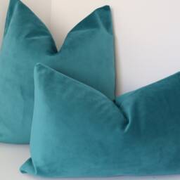 Turquoise Velvet Suede Pillow Cover 12x20 18x18 - thumbnail 4